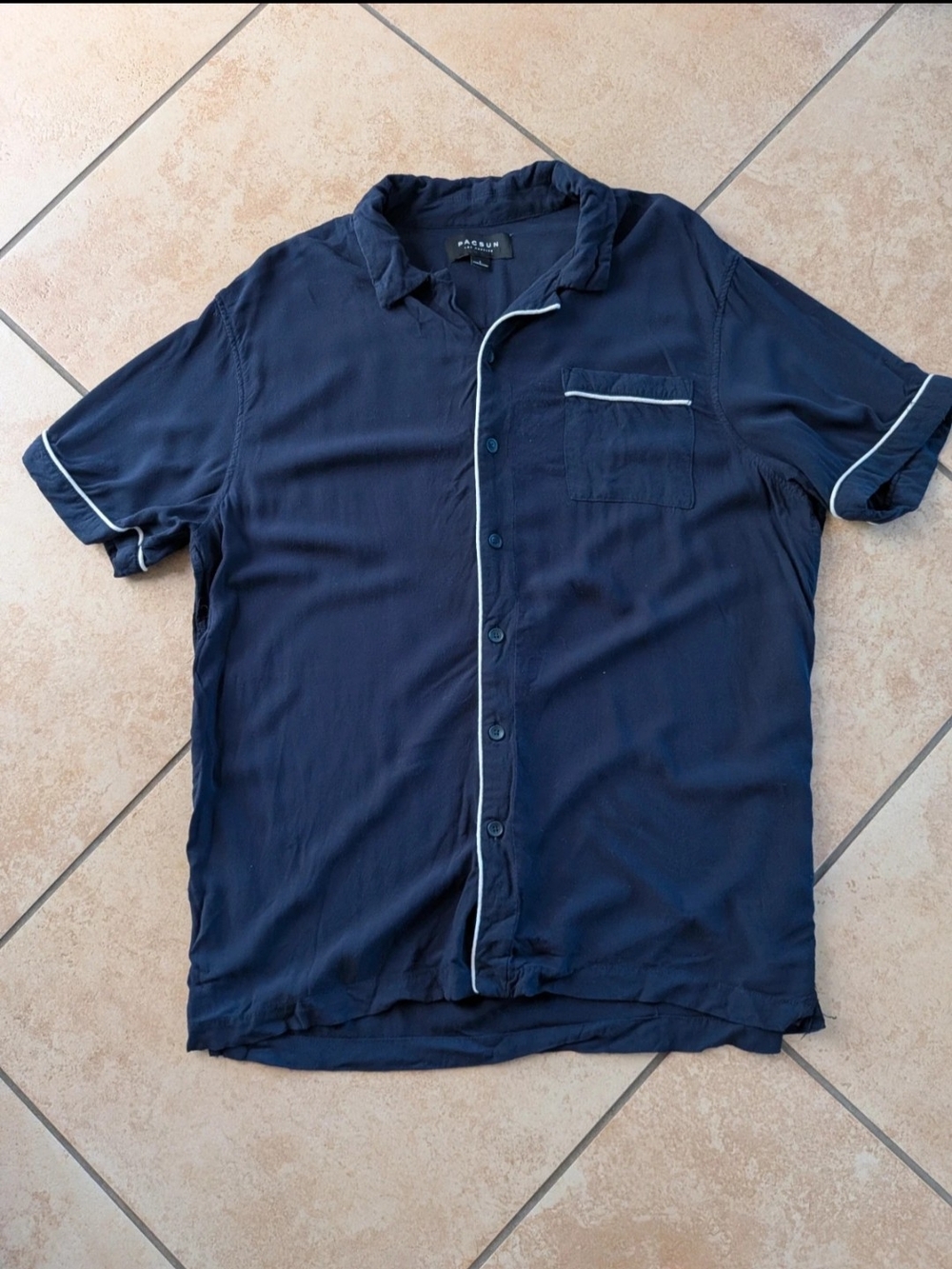 Men's Navy Short Sleeve Button-Up Shirt